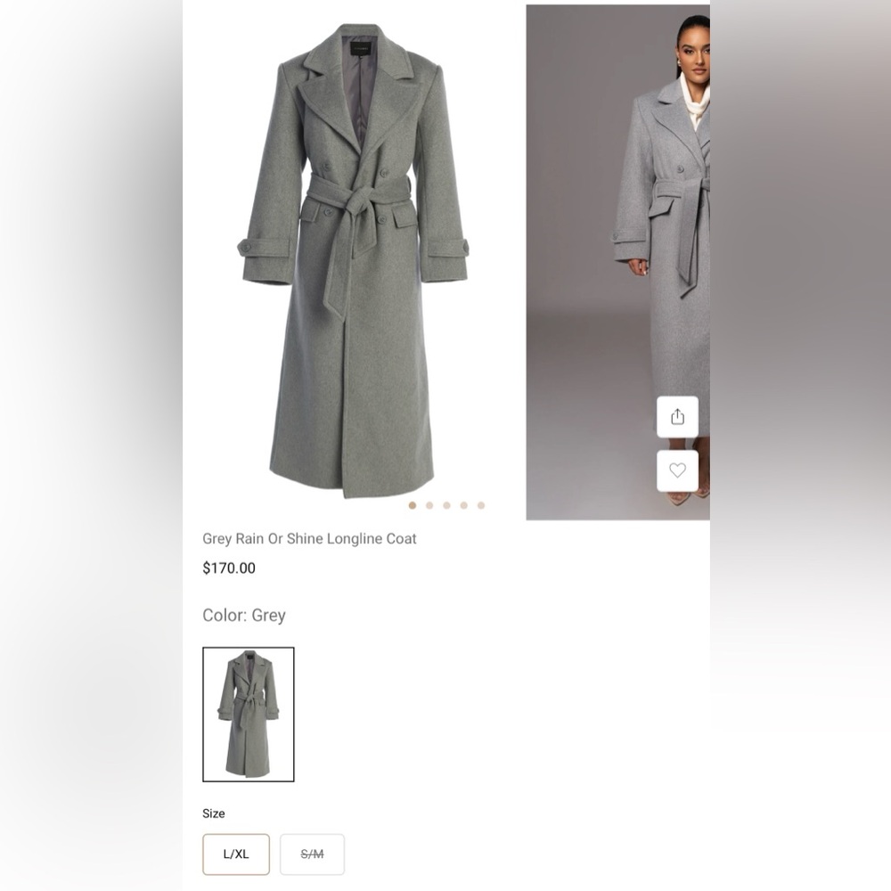 Elegant Gray Belted Longline Coat